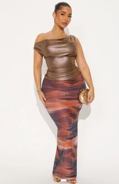 Fashion Nova Mina Metallic Gold Off Shoulder Top‎ Y2K Party NWT Womens Sz 2X